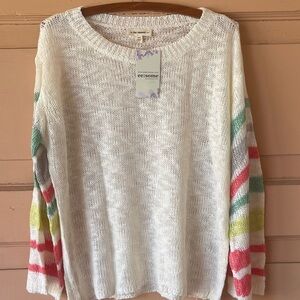 Relaxed Pink and Green Lose Fitting Sweatshirt Casual Style Pullover.